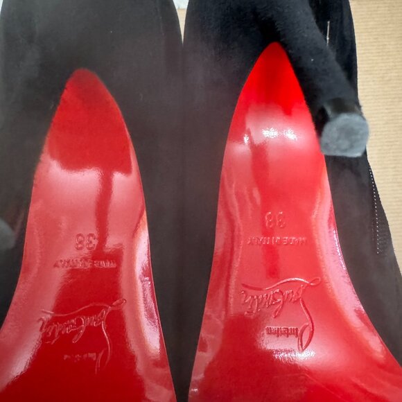 Christian Louboutin Gorgona 100 Veau Velours Black Bootie Size 38 - Picture 11 of 16
